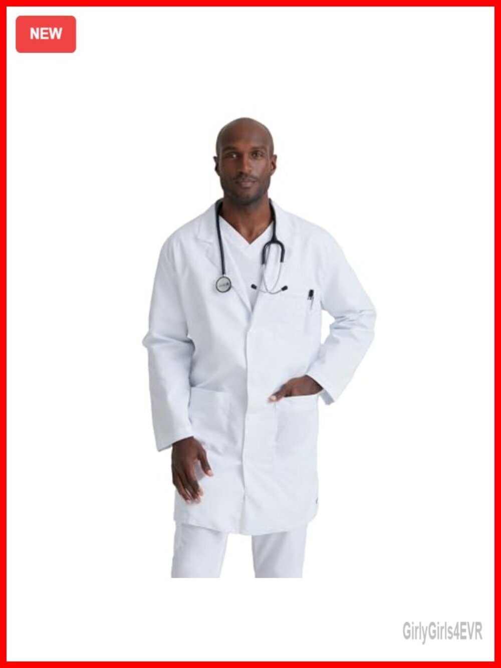Lab Coat with 5 Pockets and Stretch Cotton Blend Twill
